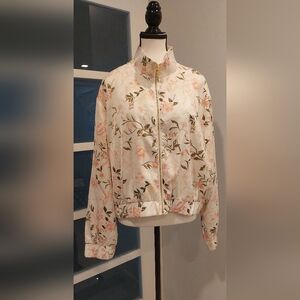 Marc New York Floral Bomber Jacket - Cream and Brown